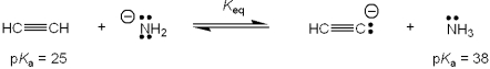 What is the value of the equilibrium constant, K<sub>eq</sub>, for the following reaction?   A)  10<sup>13</sup>  B)  10<sup>-</sup><sup>13</sup>  C)  13  D)  <sup>1</sup>/<sub>13</sub> 