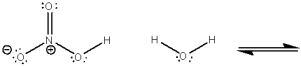 Use curved arrows to show the movement of pairs of electrons in the following acid-base reaction and show the structures of the conjugate acid and conjugate base.  