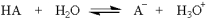 Provide the equation for the acid dissociate constant, K<sub>a</sub>,for the following equilibrium.  