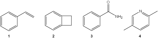 Which of the following compounds does not have a hydrogen deficiency of 5?   A) 1 B) 2 C) 3 D) 4