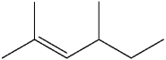 What is the IUPAC name of the following compound?   A) 1,3-dimethylhexene B) 2,4-dimethyl-2-hexene C) 2,4-dimethyl-1-hexene D) 3,5-dimethyl-4-hexene
