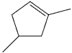 What is the IUPAC name of the following compound?   A) 1,3-dimethylcyclopentene B) 1,4-dimethylcyclopentene C) 2,4-dimethylcyclopentene D) 1,3-dimethyl-5-cyclopentene