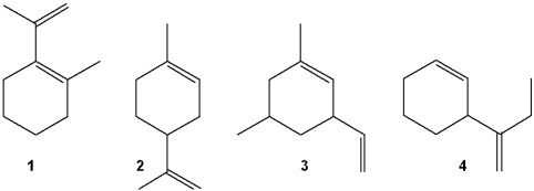Which of the following is a terpene?   A) 1 B) 2 C) 3 D) 4