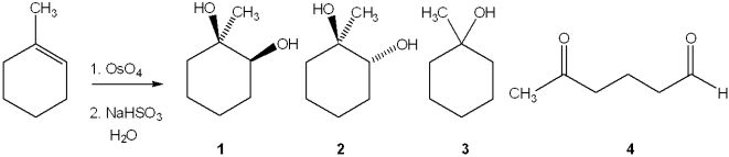 What is the major organic product obtained from the following reaction?   A) 1 B) 2 C) 3 D) 4