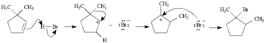 Consider the following reaction.   The mechanism for this reaction is shown below.  
