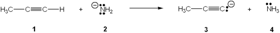 What is the correct assignment of the acid, base, conjugate acid and conjugate base in the following equilibrium?   A) 1 = acid; 2 = base; 3 = conjugate acid; 4 = conjugate base B) 1 = acid; 2 = base; 3 = conjugate base; 4 = conjugate acid C) 1 = base; 2 = acid; 3 = conjugate acid; 4 = conjugate base D) 1 = base; 2 = acid; 3 = conjugate base; 4 = conjugate acid
