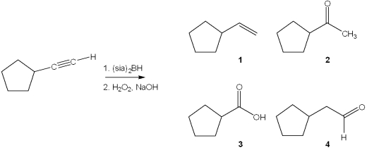 <strong>What is the major organic product obtained from the following reaction? </strong> A)1 B)2 C)3 D)4