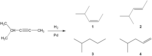 <strong>What is the major organic product obtained from the following reaction? </strong> A)1 B)2 C)3 D)4