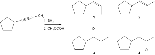 <strong>What is the major organic product obtained from the following reaction? </strong> A)1 B)2 C)3 D)4
