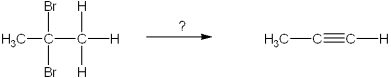 What is the best choice of reagent(s)  to perform the following transformation?    A) H<sub>2</sub>O; H<sub>2</sub>SO<sub>4</sub> B) 1.)  3 mol of NaNH<sub>2</sub>; 2.)  H<sub>3</sub>O<sup>+</sup> C) KMnO<sub>4</sub>, NaOH, H<sub>2</sub>O D) Zn
