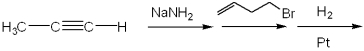 <strong>What is the major organic product obtained from the following series of reactions? </strong> A)(Z)-2-heptene B)(Z)-1,5-heptene C)1-heptene D)heptane