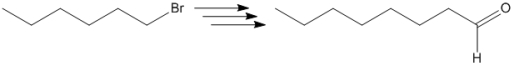 Outline how one might achieve the following transformation, showing reagents and the isolated intermediates in the synthetic scheme.  