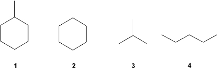 Which of the following alkanes does not undergo monobromination to form a single bromoalkane as the major product?   A) 1 B) 2 C) 3 D) 4