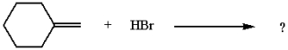 Consider the following reaction.   In the absence of peroxides, the major product of the reaction is shown below.  