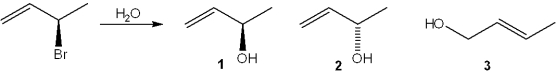 What is(are)  the major organic product(s)  obtained from the following substitution reaction?   A) only 1 B) only 2 C) only 1 and 2 D) 1, 2 and 3