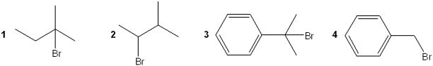 Which of the following is most likely to undergo rearrangement during reaction with methanol?   A) 1 B) 2 C) 3 D) 4