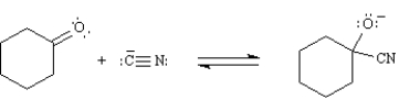 In the following reaction the cyanide ion is both a nucleophile and a Lewis acid.  