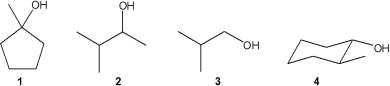  Which of the following is/are secondary (2<sup> \circ </sup>)  alcohols?   A) only 1 B) only 3 C) only 2 and 4 D) 1, 2, 3 and 4 
