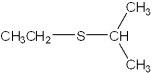 What is the IUPAC name of the following compound?   A) ethyl isopropyl thiol B) 2-ethylsulfanylpropane C) ethyl isopropyl disulfide D) isopropylsufanylethane
