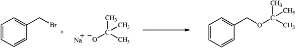 The following reaction is a valid means of preparing the given product.  
