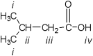  Which of the protons in the following molecule appear at the highest  \delta -value in the <sup>1</sup>H NMR spectrum?   A) i B) ii C) iii D) iv 
