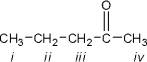  Which of the protons in the following molecule appear at the highest  \delta -value in the <sup>1</sup>H NMR spectrum?   A) i B) ii C) iii D) iv 