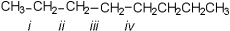 Which of the following bonds of the octane radical cation is least subject to fragmentation?   A) i B) ii C) iii D) iv