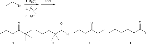 <strong>What is the major organic product obtained from the following sequence of reactions? </strong> A)1 B)2 C)3 D)4