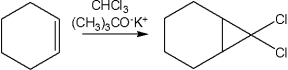 What reactive intermediates are involved in the following reaction?   A) the trichloromethyl anion (Cl<sub>3</sub>C:<sup>-</sup>)  and dichlorocarbene (Cl<sub>2</sub>C:)  B) the trichloromethyl cation (Cl<sub>3</sub>C<sup>+</sup>)  C) the cyclohexyl carbocation D) the cyclic chloronium ion derived from cyclohexene