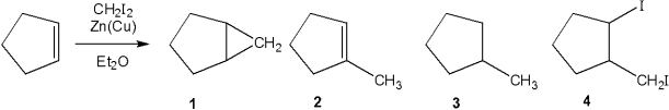 <strong>What is the major organic product obtained from the following reaction? </strong> A)1 B)2 C)3 D)4