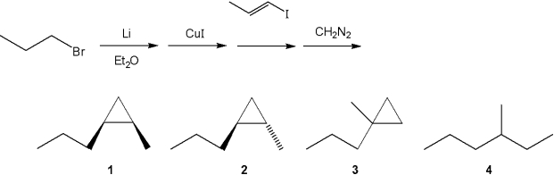 <strong>What is the major organic product obtained from the following sequence of reactions? </strong> A)1 B)2 C)3 D)4