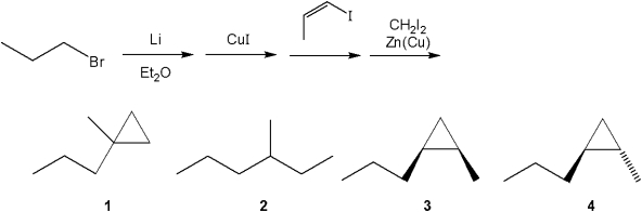 <strong>What is the major organic product obtained from the following sequence of reactions? </strong> A)1 B)2 C)3 D)4