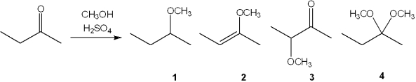 What is the major organic product obtained from the following reaction?   A) 1 B) 2 C) 3 D) 4