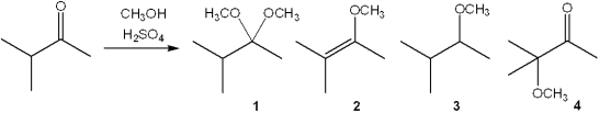 What is the major organic product obtained from the following reaction?   A) 1 B) 2 C) 3 D) 4