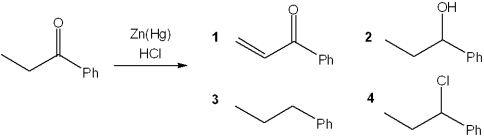 What is the major organic product obtained from the following reaction?   A) 1 B) 2 C) 3 D) 4