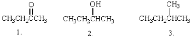Answer each of the following questions with the appropriate number. -Of the compounds shown below, the one numbered _____ has the highest boiling point.  
