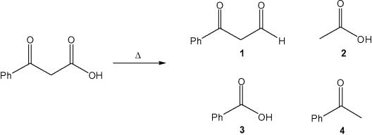 What is the major organic product obtained from the following reaction?   A) 1 B) 2 C) 3 D) 4