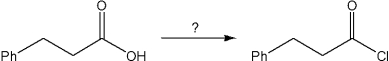 What is the best choice of reagent to perform the following transformation?   A) NaCl B) HCl C) SOCl<sub>2</sub> D) Cl<sub>2</sub>
