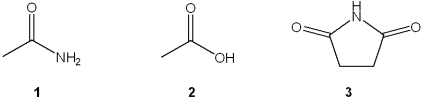 Which of the following is the correct order of decreasing acid strength of the following compounds (more acidic > less acidic) ?   A) 1 > 2 > 3 B) 2 > 3 > 1 C) 1 > 3 > 2 D) 3 > 2 > 1