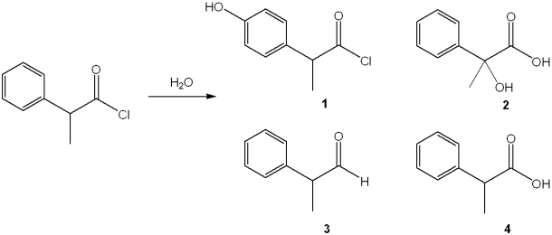 What is the major organic product obtained from the following reaction?   A) 1 B) 2 C) 3 D) 4