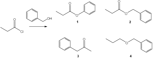 What is the major organic product obtained from the following reaction?   A) 1 B) 2 C) 3 D) 4