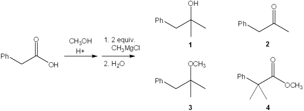 What is the major organic product of the following sequence of reactions?   A) 1 B) 2 C) 3 D) 4