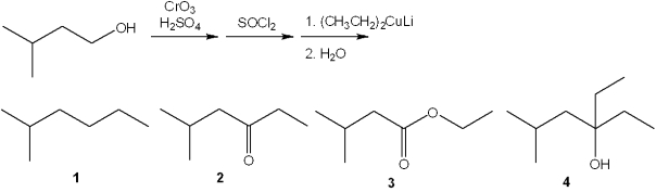 What is the major organic product of the following sequence of reactions?   A) 1 B) 2 C) 3 D) 4