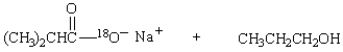 Consider the isotopically tagged substance below.   Saponification of this substance will produce the following products.  