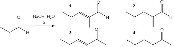 What is the major organic product obtained from the following reaction?   A) 1 B) 2 C) 3 D) 4