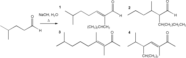 What is the major organic product obtained from the following reaction?   A) 1 B) 2 C) 3 D) 4