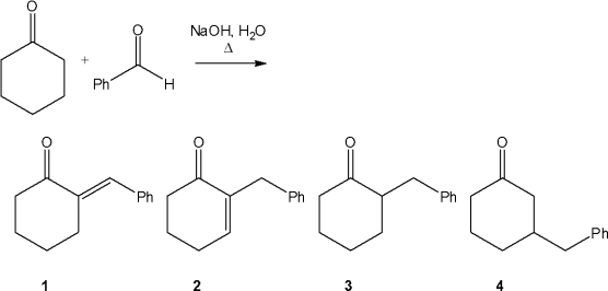 What is the major organic product obtained from the following reaction?   A) 1 B) 2 C) 3 D) 4