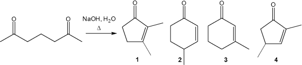 What is the major organic product obtained from the following reaction?   A) 1 B) 2 C) 3 D) 4