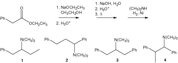 <strong>What is the major organic product obtained from the following sequence of reactions? </strong> A)1 B)2 C)3 D)4
