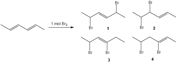 What is (are)  the major organic product(s)  formed in the following reaction?   A) only 1 B) only 1 and 2 C) only 1 and 3 D) only 2 and 4
